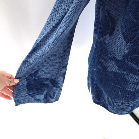 INC Womens Open Knit Cold Shoulder Blue Boho Top Size Large - Picture 4 of 16